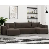 Fun-Möbel Zitmeubel met slaapfunctie, slaapbank LUNA, bekleed met stof Poso, donkerbruin