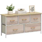 HOMCOM Stoffen Ladekast-Spaanplaat, Polyester-100L x 30B x 51,5H cm-Wit