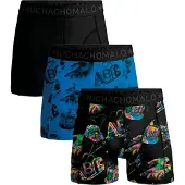 Muchachomalo boxershort - blauw/zwart (set van 3) Jongens Stretchkatoen - maat 122-128