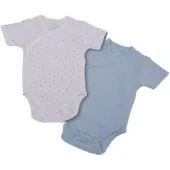 Gamberritos rompers korte mouw blauw/wit 0 6 maanden 2 stuks