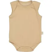 LEVV romper lichtzand Beige Jongens/Meisjes Stretchkatoen Ronde hals Effen - maat 68