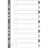 Exacompta 20x Bedrukte tabbladen numeriek 1-5 in wit karton 160g/versterkte kleurtabs + indexblad - A4 Wit - Wit - 1110E