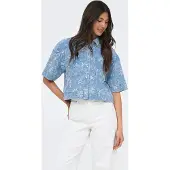 ONLY Blouse 'ONLCleo-Aude' blauw denim / wit