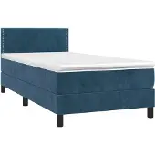 vidaXL Boxspring met matras fluweel donkerblauw 80x210 cm