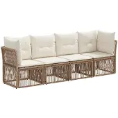 vidaXL Tuinbank Set 4 st Beige poly rattan