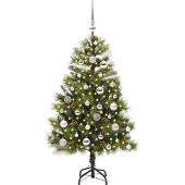 vidaXL Kunstmatige Scharnierende Kerstboom met Kegels Groen 120 cm