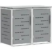 vidaXL Containerombouw for 2 Bins 240L Roestvrij staal Grijs