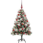 vidaXL Kunstkerstboom Groen en wit 150 cm PVC en Metaal en Plastic