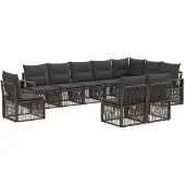 vidaXL Tuinset met 10 stukken, grijs, polyrotan