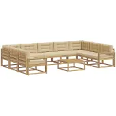 vidaXL Buiten bank set 10 st Wit en Beige