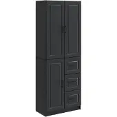 vidaXL Kast Set 2 st Zwart Bewerkt hout