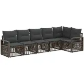 vidaXL Tuinset met 6 zitplaatsen, grijs, van polyrotan