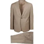 Suitable Kostuum Sharkskin Wol Sand | Beige | Maat 54