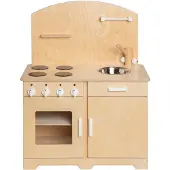 Pertina houten speelgoed keuken / keukentje Peuters - Naturel met wit (Kinderopvang kwaliteit)