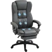 Vinsetto -Bürostuhl mit Massagefunktion-Kunstleder, Schaumstoff-68,5B x 68,5T x 113-121H cm-Dunkelgrau