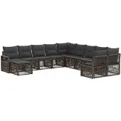 vidaXL Tuinset met 11 delen, grijs, polyrotan