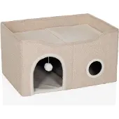 Hjh LIVING Kattenhuis / kattenhol PAWY EB hoekig / opvouwbaar met speelgoed beige
