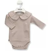 Babidu Romper/Body | Zandkleur| Overslag | met royale ruche langs hals | 1178 | 1 maand | maat 56