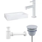 FortiFura Fuente Fonteinset - 38x24x8cm - 1 kraangat - marmer - fonteinkraan wit mat - wit SW451336 / SW696206 / SW696215 / SW1210972