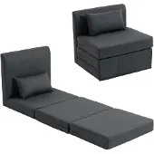 HOMCOM Vloerstoel-Polyester, schuim-80L x 75B x 74H cm-Donkergrijs