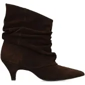Manfield Donkerbruine suède slouchy enkellaarsjes met hak | Maat 42