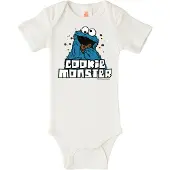 Logoshirt Rompertje/body 'Krümelmonster' blauw / bruin / wit