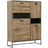 Wohn-Concept Manhattan vitrinekast van houtmateriaal/metaal Haveleiche cognac/grafiet