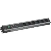 Bachmann stekkerdoos 6x geaard contact, volledige apparaatbeveiliging, met schakelaar, 2 m