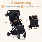 Northix Opvouwbare kinderwagen voor reizen, met regenbescherming en verstelbare rugleuning