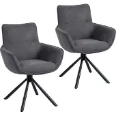 HOMCOM Eetkamerstoel Polyester, Metaal 67L x 64B x 87H cm Donkergrijs