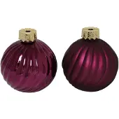 Countryfield kerstbal vaas paars glas decoratie Ø10cm Stripe.