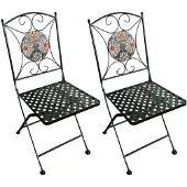 Axi Camilla 2 bistrostoelen, Set van 2 bistrostoelen, Opklapbaar - Oranje/Blauw | Bistro-tuinstoelen, Metalen frame, met keramische tegels, tuin/balkon/terras - Max draagvermogen per stoel: 150 kg