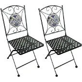 Axi Camilla 2 bistrostoelen, Set van 2 bistrostoelen, Opklapbaar - Zachtblauw | Bistro-tuinstoelen, Metalen frame, met keramische tegels, voor tuin/balkon/terras - Max draagvermogen per stoel: 150 kg