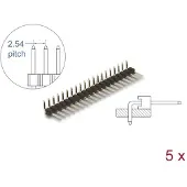 DeLOCK Pin header 20 pin, pitch 2.54 mm, 1-row, angled, 5 pieces