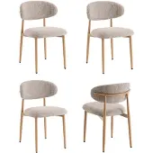 Furnihaus Eetkamerstoelen Celia Taupe Naturel Santi Set van 4