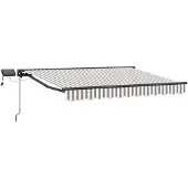 vidaXL Handbediende luifel met LED's Lichtgrijs en wit 4 × 3 m
