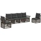 vidaXL Tuinbank Set 6 st Grijs poly rattan