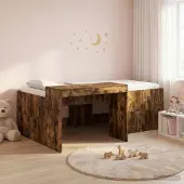 Prolenta Maison Exclusive - Stapelbed met bureau voor kinderen, gerookt eikenhout