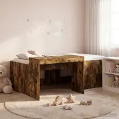 Prolenta Maison Exclusive - Stapelbed met bureau voor kinderen, gerookt eikenhout