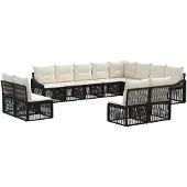 vidaXL Tuinbank Set 12 pcs Zwart poly rattan