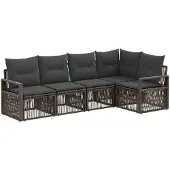 vidaXL Tuinbank Set 5 st Grijs poly rattan