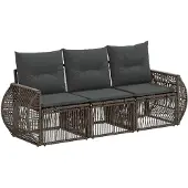 vidaXL Tuinbank Set 3 st Grijs en Donkergrijs poly rattan