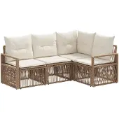vidaXL Tuinbank Set 4 st Beige poly rattan