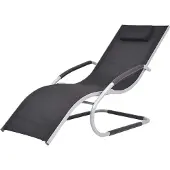 Syfax Ligbed met kussen aluminium en textileen zwart