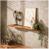Meubelplaats Wandplank 120 organic - Massief acacia naturel