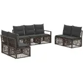 vidaXL Tuinbank Set 7 st Grijs poly rattan