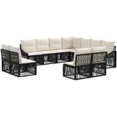 vidaXL Tuinbank Set 11 st Zwart poly rattan