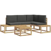 vidaXL Buiten bank set 5 st 4-zits Polyester Wit en antracietkleurig