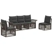 vidaXL Tuinbank Set 5 st Grijs poly rattan