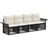 vidaXL Tuinbank Set 4 st Zwart poly rattan